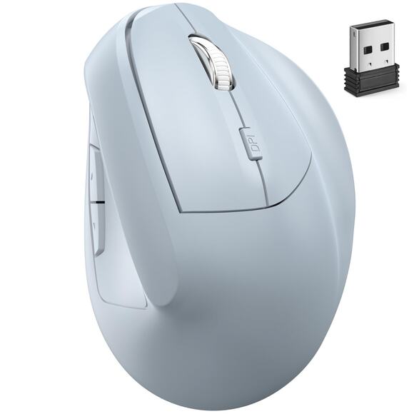 Ergonomic Mouse Bluetooth Wireless, Vertical Mouse Small Mouse w 6 Buttons Blue - Picture 1 of 11